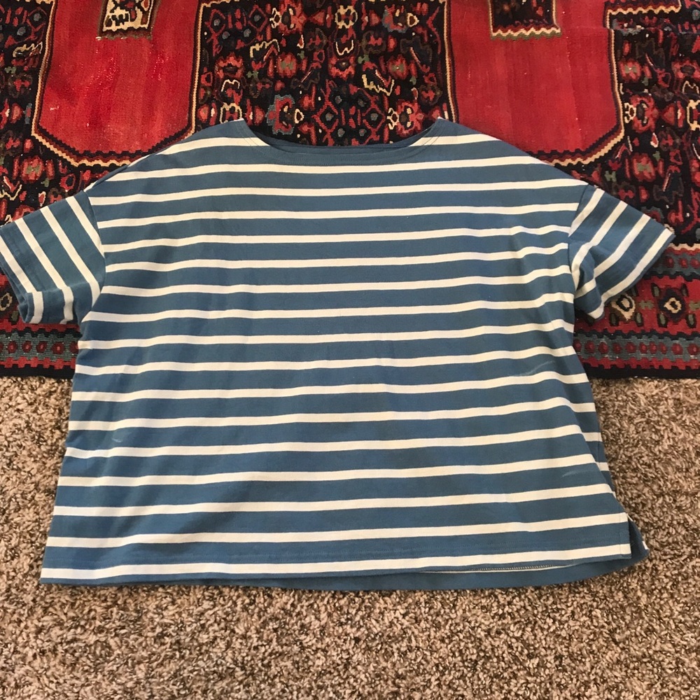 Muji striped cropped shirt M/L